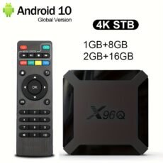 X96Q Android10 išmaniojo televizoriaus dėžutė, Allwinner H313 keturprocesoriaus CPU, 4K 2.4G WiFi strimingojo medijos žaidimo įrenginys, USB-C, belaidis, EU kištukas, be baterijos, 220-240V maitinimo šaltinis, TVSync