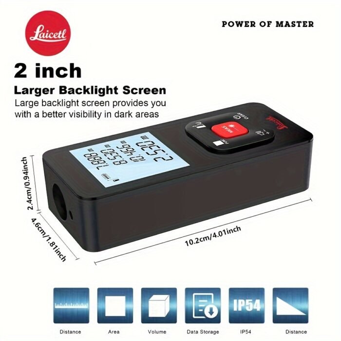 Kompaktiškas Leica lazerinis atstumo matuoklis - USB įkraunamas, aukštos tikslumo matavimo įrankis su LCD ekranu, nešiojamas dizainas, juodas ABS medžiaga, tiksliai atstumo matavimams - Image 2
