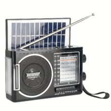 Nešiojamas, nedidelis ir laai patogus radijas su saulės baterija ir USB maitinimu