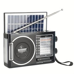 Nešiojamas, nedidelis ir laai patogus radijas su saulės baterija ir USB maitinimu