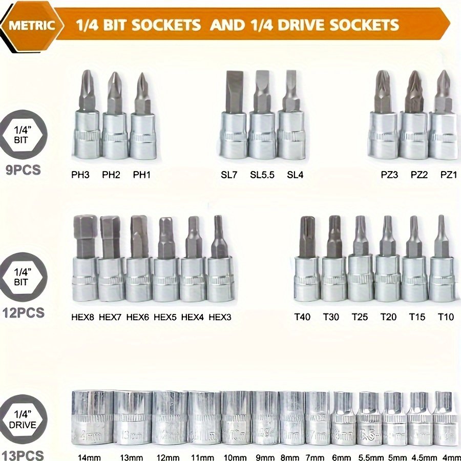 150 vnt./46 vnt. Chromo Vanadium Plieninis Sraigčių Raktas - Ištvermingas Torx Bitų Rinkinys Automobiliams ir Namų Remontui, Įskaitant Pažangią Saugyklos Dėklą, Nereikalauja Surašymo, Neįkrautas, Be Baterijos