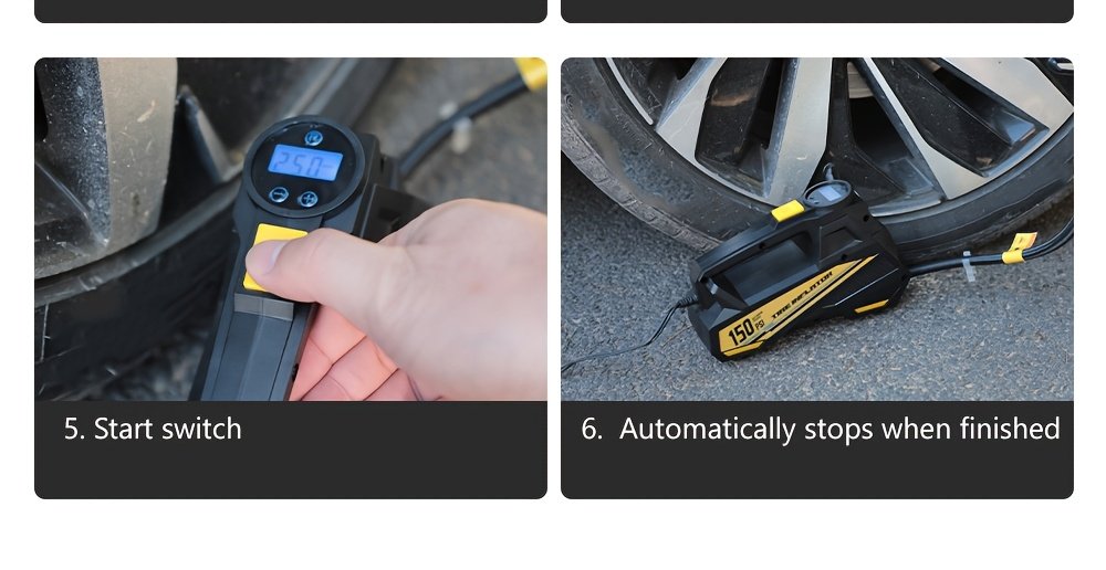 Carsun skaitmeninis padangų pripūtimas Nešiojamas automobilio oro kompresorius Pumpos Oro pompa automobiliams Motociklams Dviračiams DC 12 Volt LED šviesa, be baterijos, ≤36V veikimo įtampos, be energijos taupymo klasifikacijos