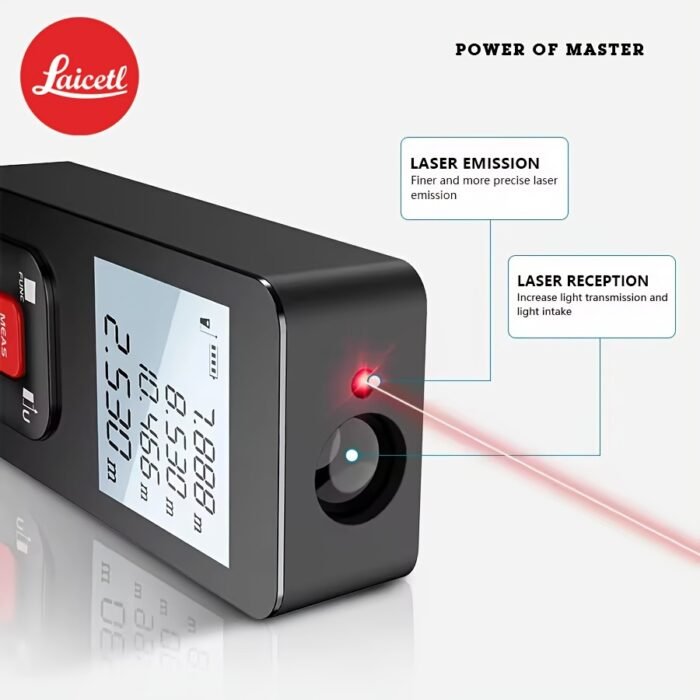 Kompaktiškas Leica lazerinis atstumo matuoklis - USB įkraunamas, aukštos tikslumo matavimo įrankis su LCD ekranu, nešiojamas dizainas, juodas ABS medžiaga, tiksliai atstumo matavimams - Image 3